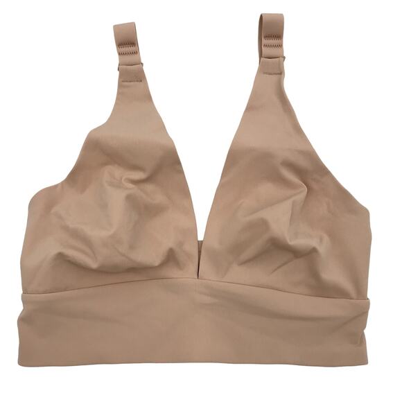 Everlane The ReNew Bra XXS V-Neck Stretch Wirefree Unpadded Light Tan NWT - Picture 1 of 5
